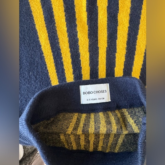 Bobo Choses navy blue yellow stripe knit skirt sz 4-5 years - Picture 4 of 6